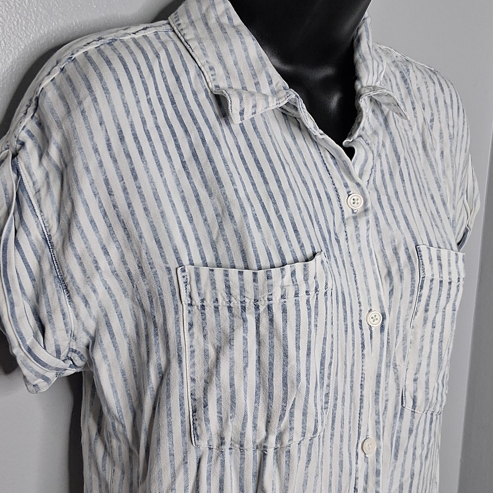 Thread Supply Striped Button-Down Dress Size Small - image 3